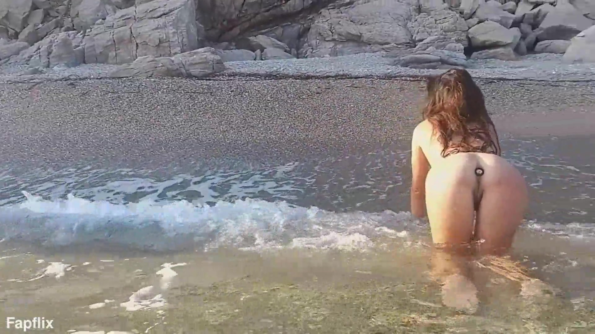 Naked Girls on Beach by Drone